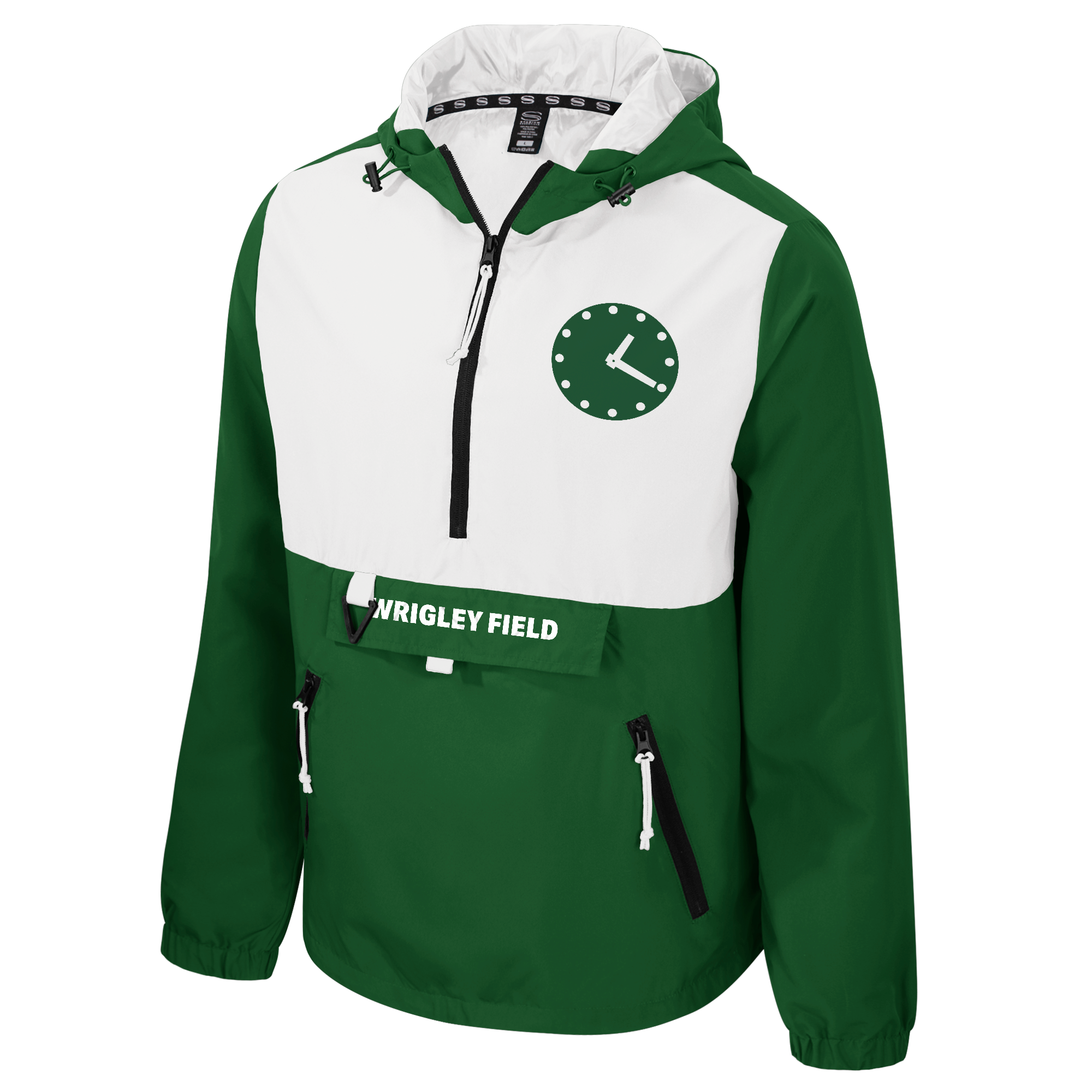 WACKOMARIA ジップアップジャケット ホワイト×グリーン Wrigley Field Scoreboard Clock Challenger Woven Quarter Zip by