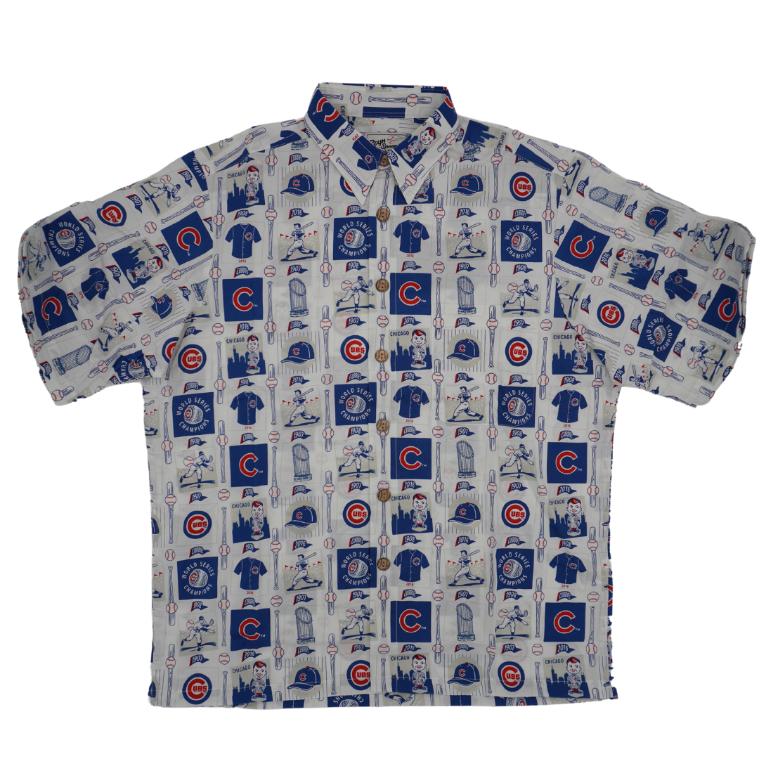Men's Reyn Spooner White Chicago Cubs Champions Scenic Button-Up Shirt Size: Extra Large Men's Reyn Spooner White Chicago Cubs Champions Scenic Button-Up Shirt Size: Extra Large