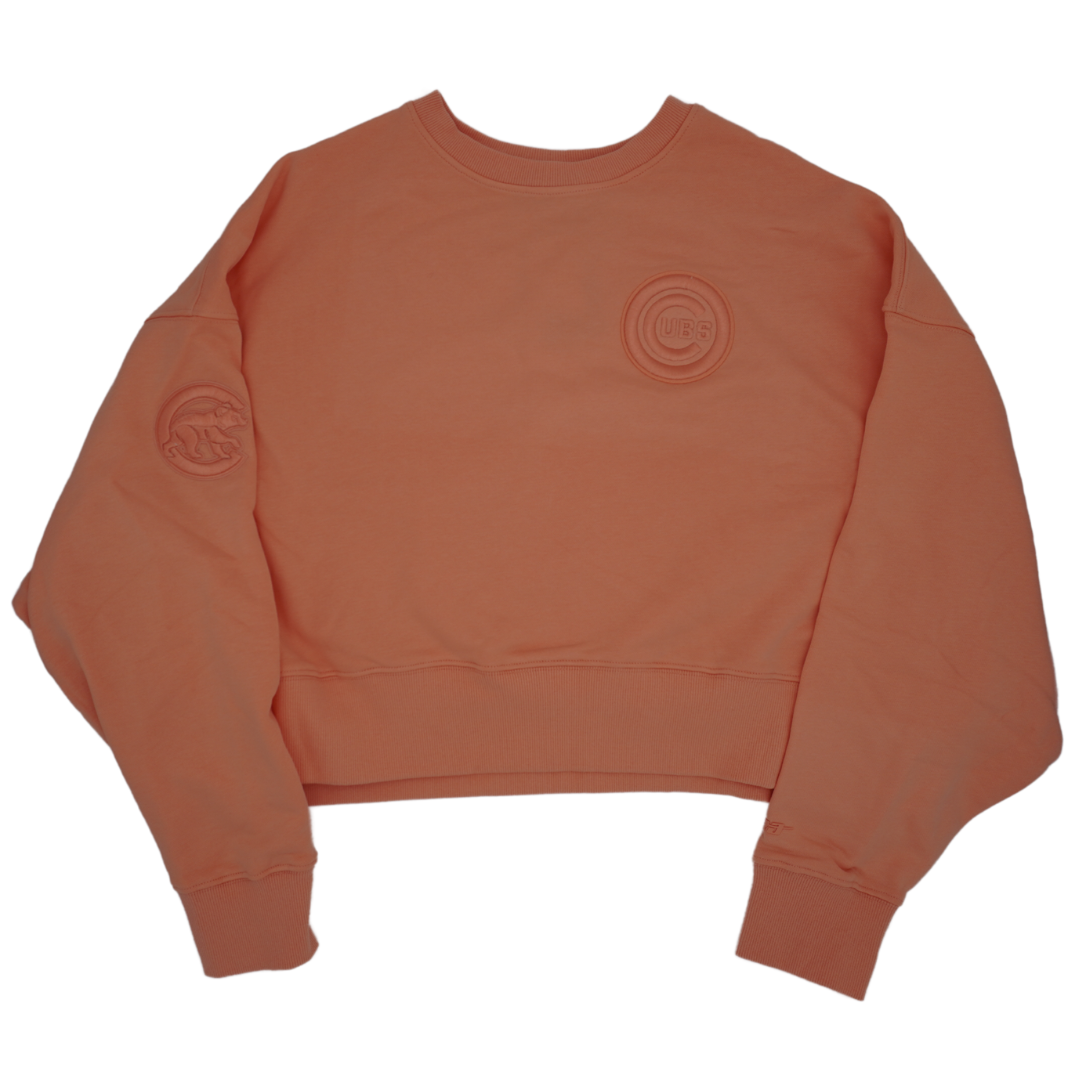 CHICAGO CUBS PRO STANDARD WOMEN S CORAL CROP CREWNECK SWEATSHIRT