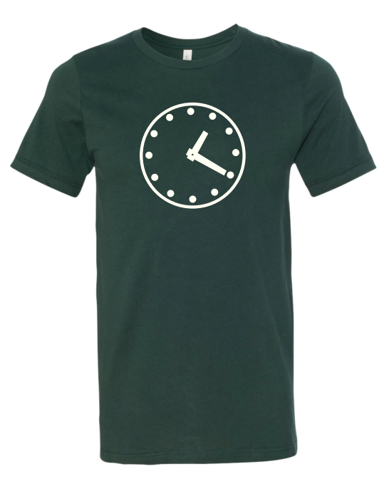 Art Flo Shirt & Lettering Wrigley Field Green Bleacher Clock Tee Med