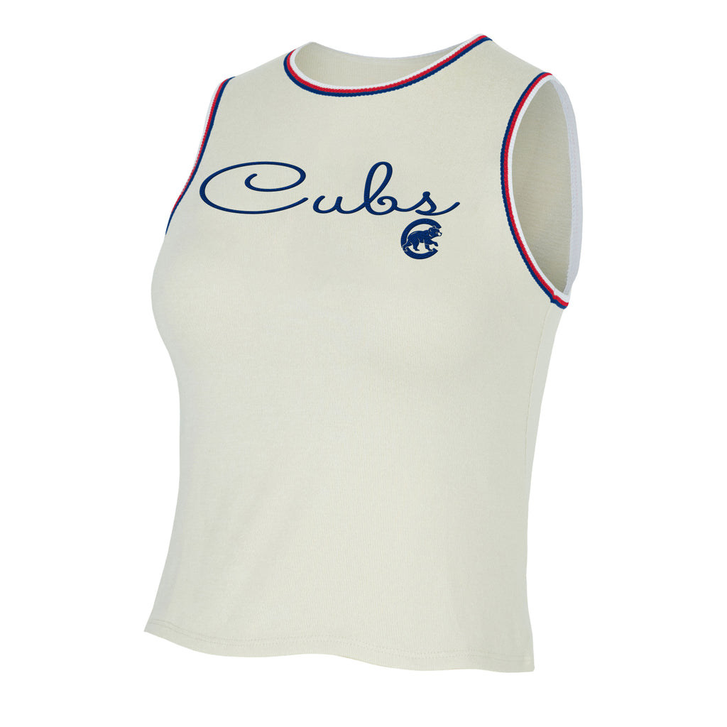 Chicago Cubs Walking Bear Women's Khaki Embroidered Tank Top by College Concepts