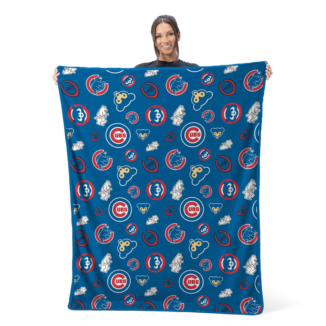 Chicago Cubs Time Loop Logos Blanket Blankets NORTHWEST COMPANY