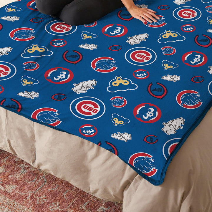 Chicago Cubs Time Loop Logos Blanket Blankets NORTHWEST COMPANY