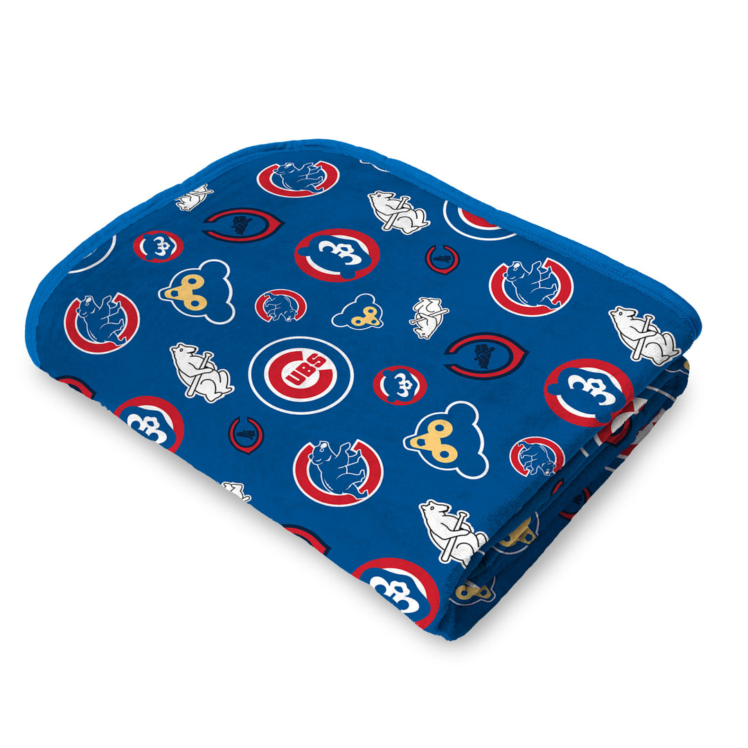 Chicago Cubs Time Loop Logos Blanket Blankets NORTHWEST COMPANY