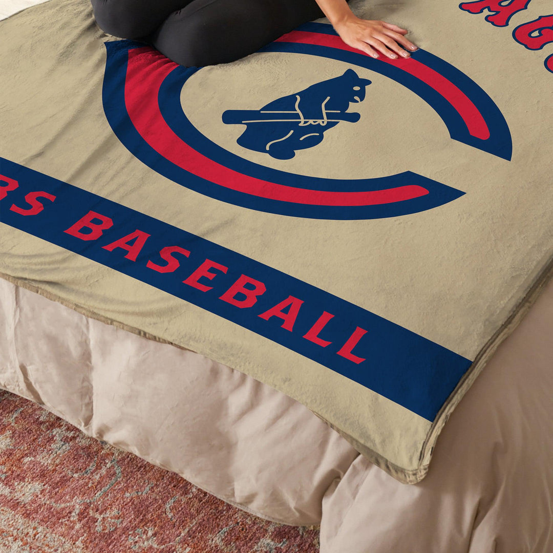 Chicago Cubs 1929 Logo Natural Tan Blanket Blankets NORTHWEST COMPANY