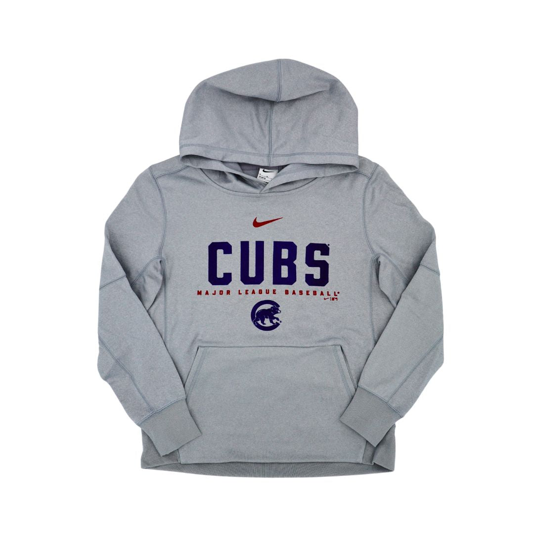 cubs backpack nike Kids' Chicago CUBS NIKE Stack Hoodie Medium Grey Heather