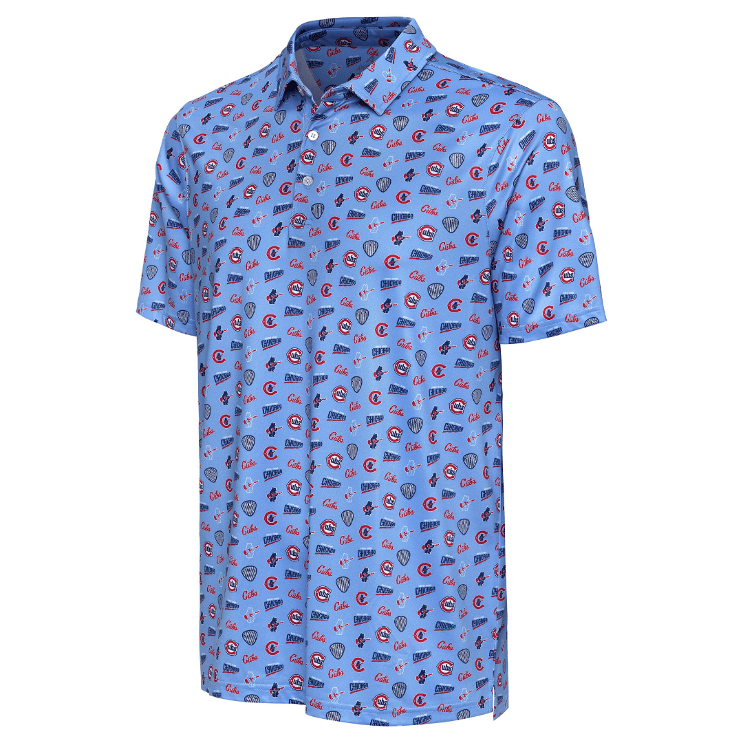 Chicago Cubs Blues Alt All-Over Polo by Antigua Polos THE ANTIGUA GROUP