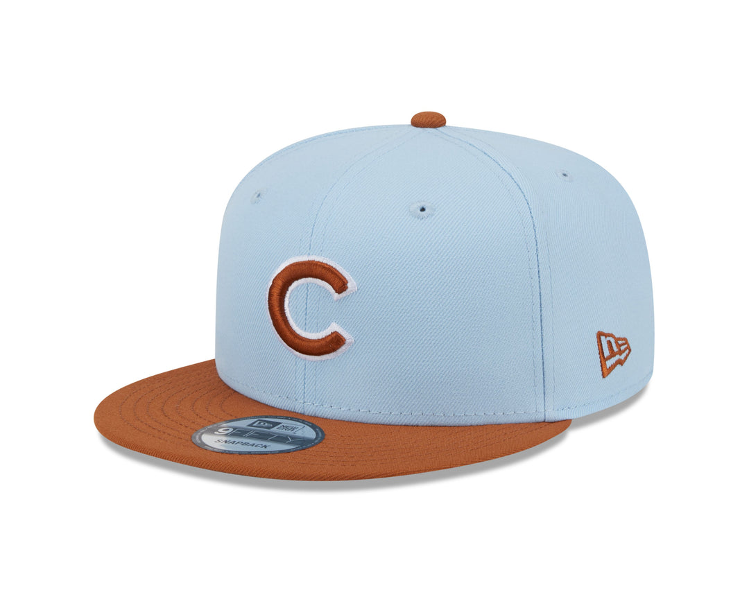 CHICAGO CUBS NEW ERA AQUA AND BROWN 9FIFTY SNAPBACK CAP