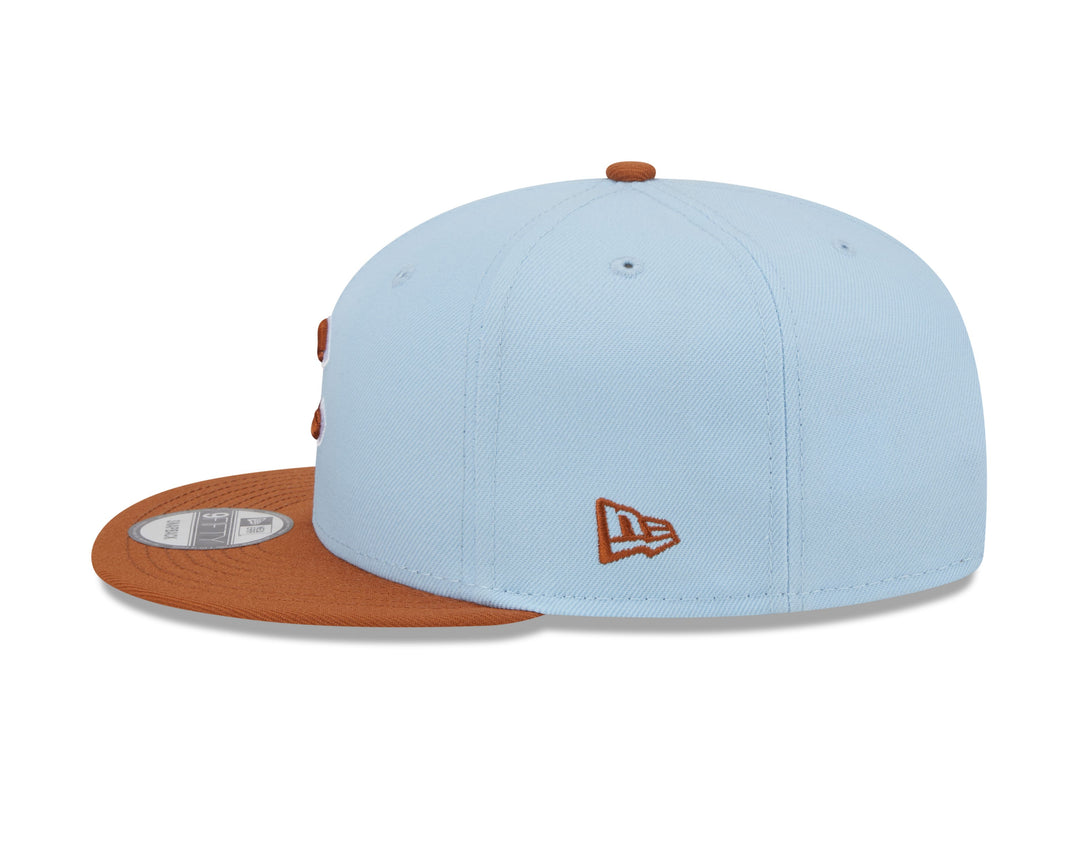 CHICAGO CUBS NEW ERA AQUA AND BROWN 9FIFTY SNAPBACK CAP