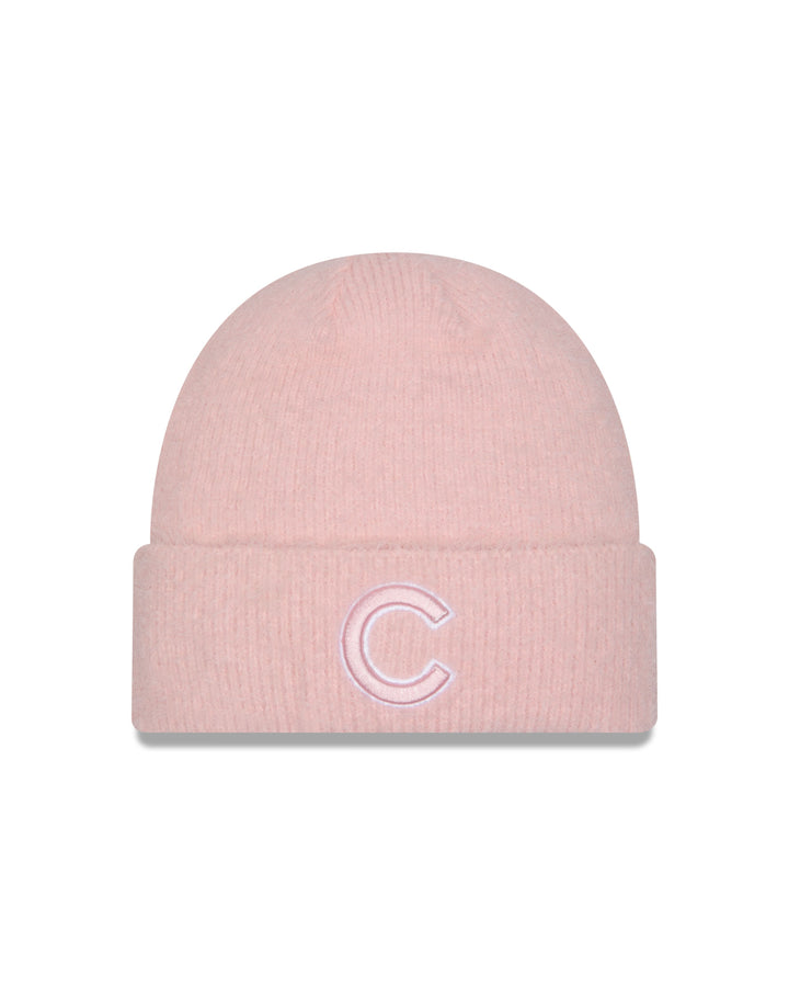 Chicago Cubs C Logo New Era Women's Pink Fuzzy Skull Cap Knits NEW ERA CAP COMPANY INC