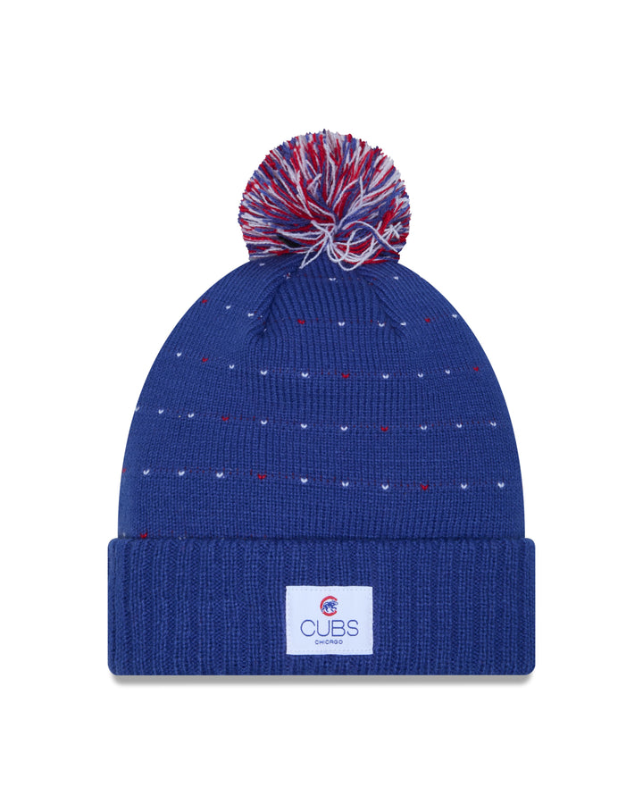 Chicago Cubs New Era Women's Heart Royal Blue Pom Knit