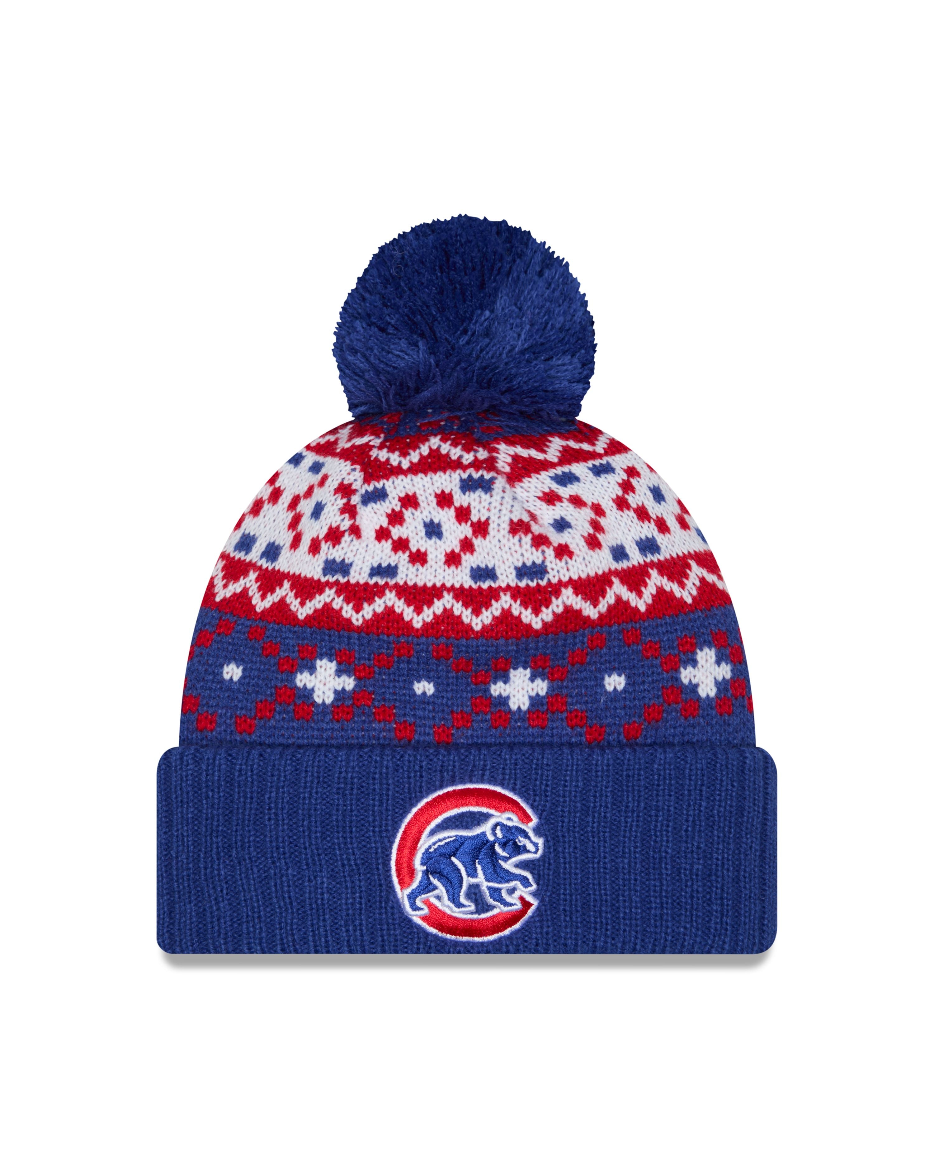 Chicago Cubs Walking Bear New Era Nostalgia Pom Knit