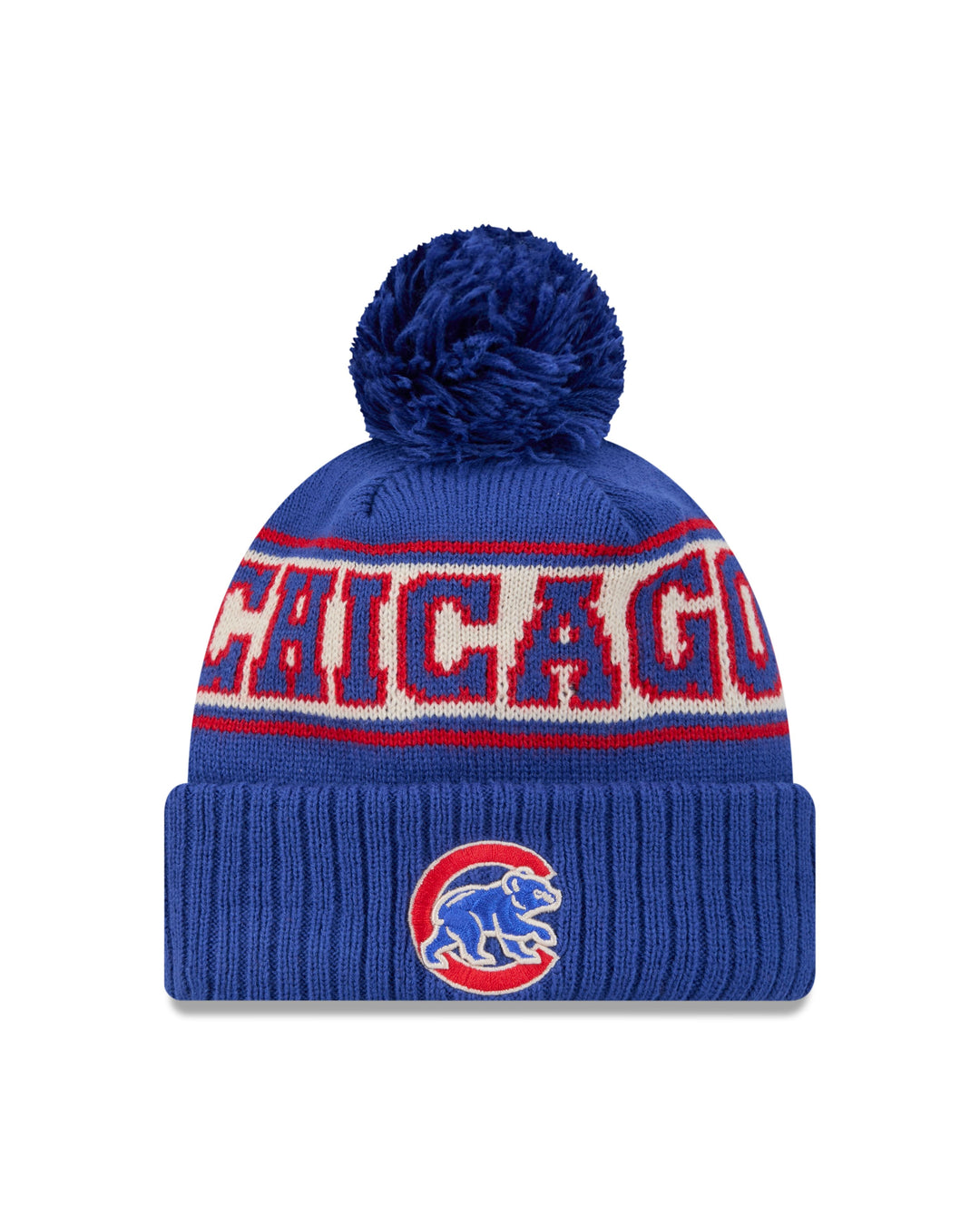 Chicago Cubs Walking Bear Retro Royal Blue Knit Pom Pom Knits NEW ERA CAP COMPANY INC