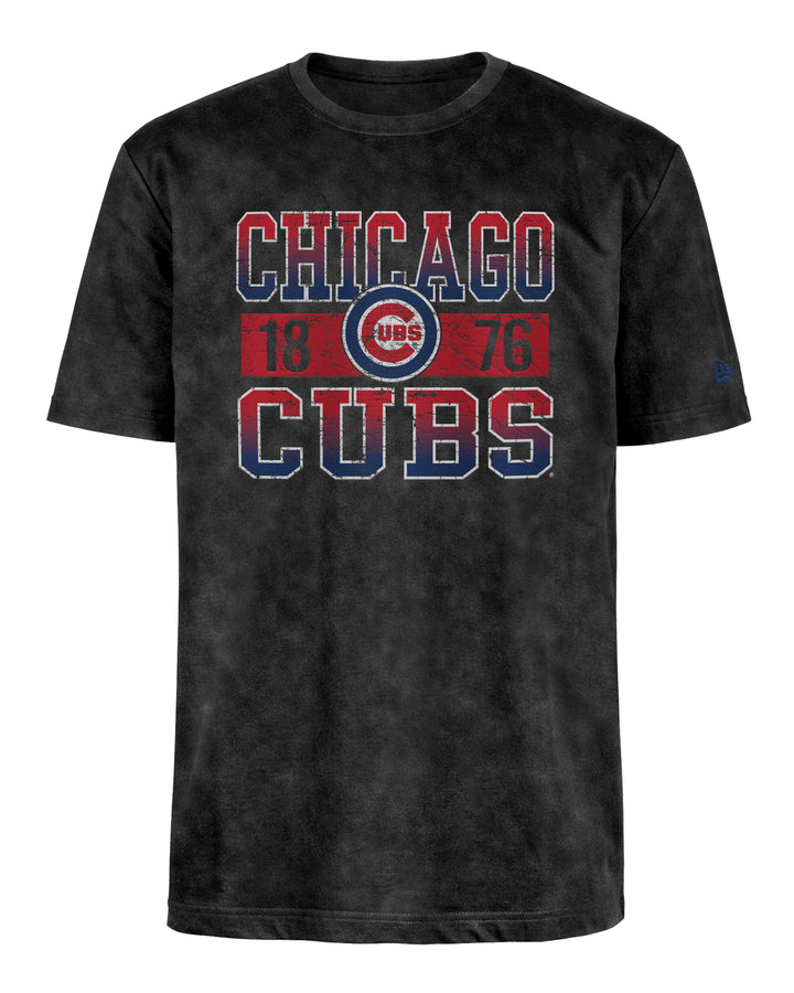 Chicago Cubs New Era Men's Bullseye Logo Gradient Black Tee