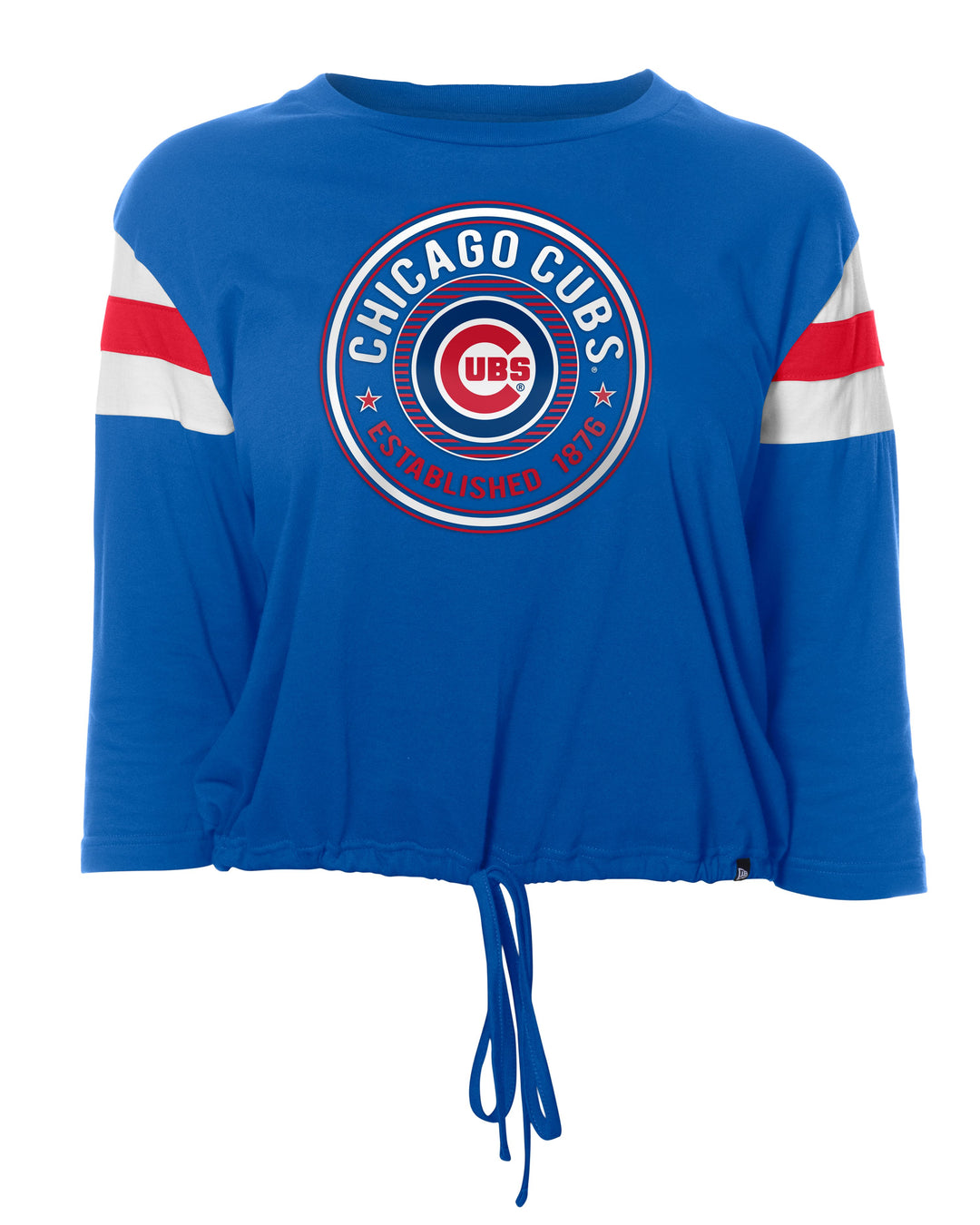 Chicago Cubs New Era Women's Bullseye Tie Waist Royal Blue Tee