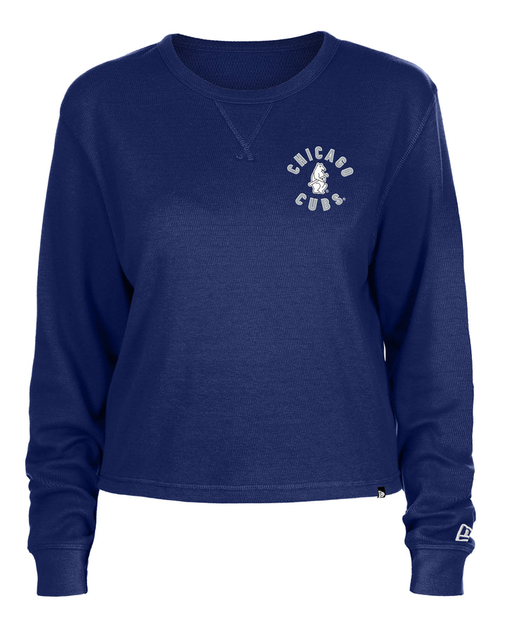 Chicago Cubs New Era Women's 1914 Logo Navy Henley Tee