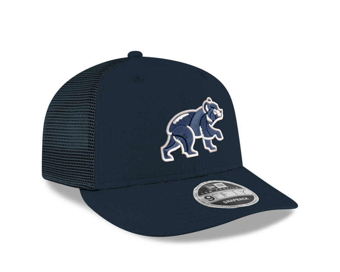 CHICAGO CUBS NEW ERA WALKING BEAR BLACK AND NAVY 950 SNAPBACK CAP Caps NEW ERA CAP COMPANY INC