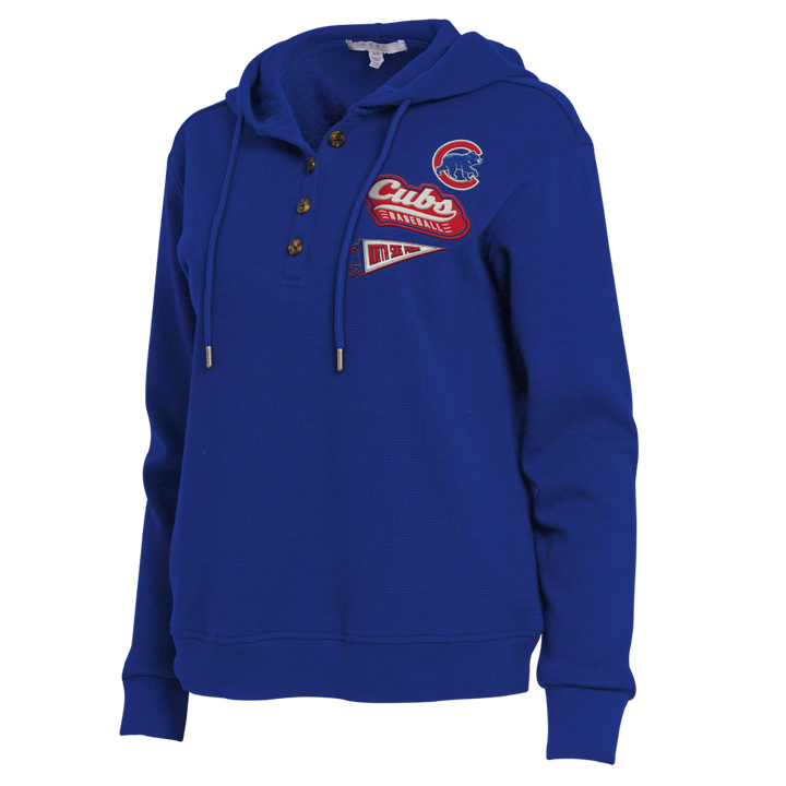 Chicago Cubs Women's Waffle Top Royal Blue Hoodie by WEAR by Erin Andrews Sweatshirts & Hoodies WEAR ERIN ANDREWS