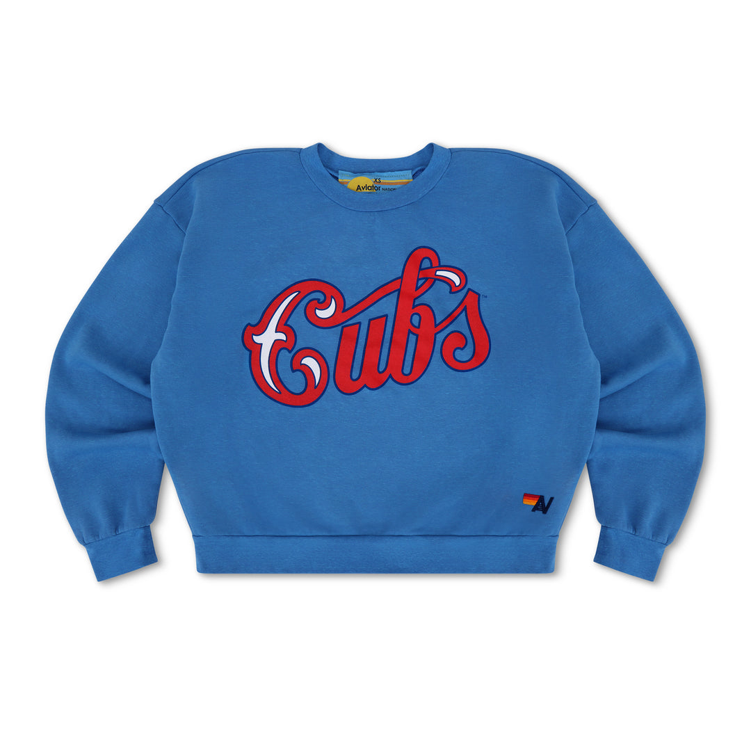 Chicago Cubs 1931 Script Relaxed Crew Sweatshirt in Sky Blue by Aviator Nation Sweatshirts & Hoodies Aviator Nation