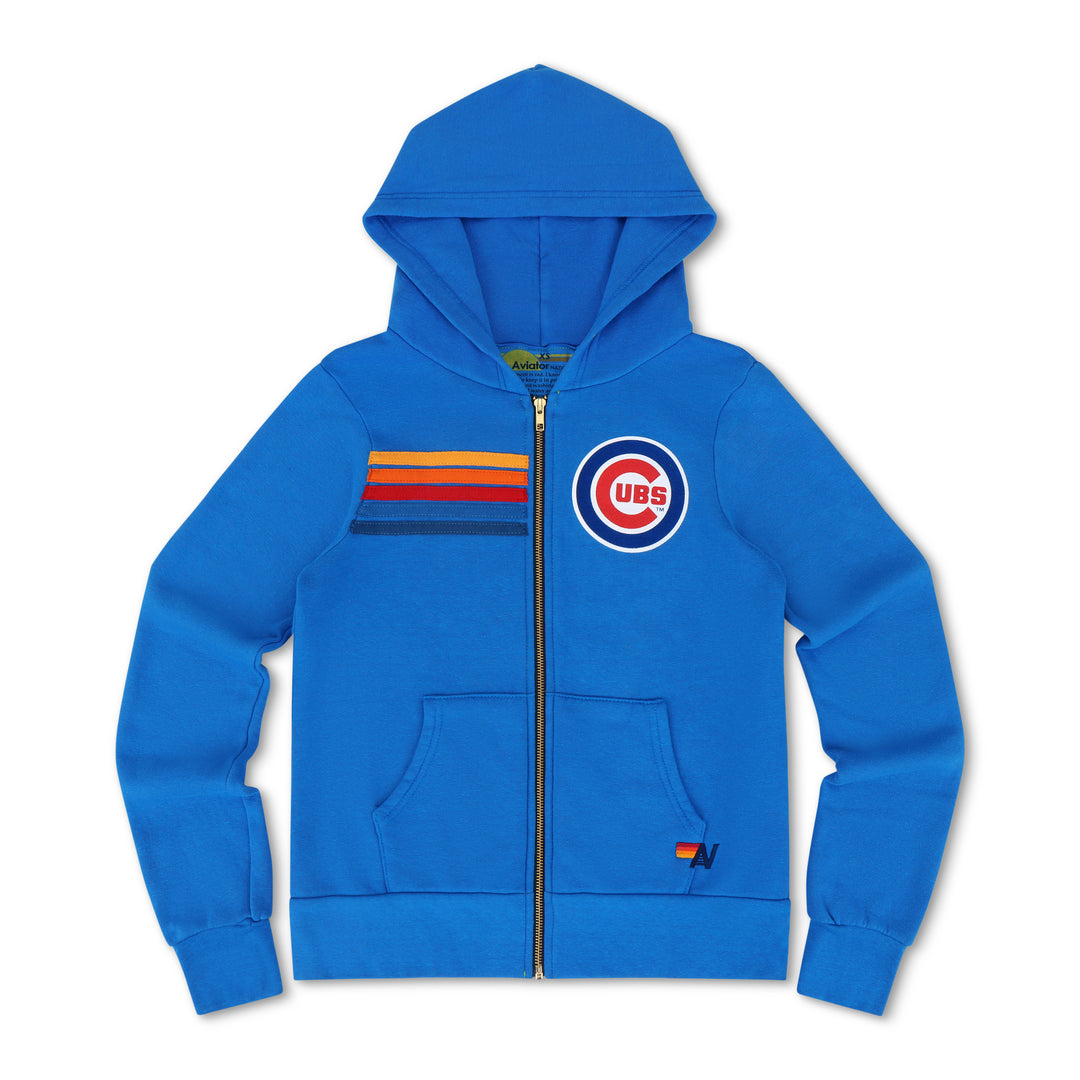 Chicago Cubs Logo Full-Zip Hoodie in Royal Blue by Aviator Nation Sweatshirts & Hoodies Aviator Nation