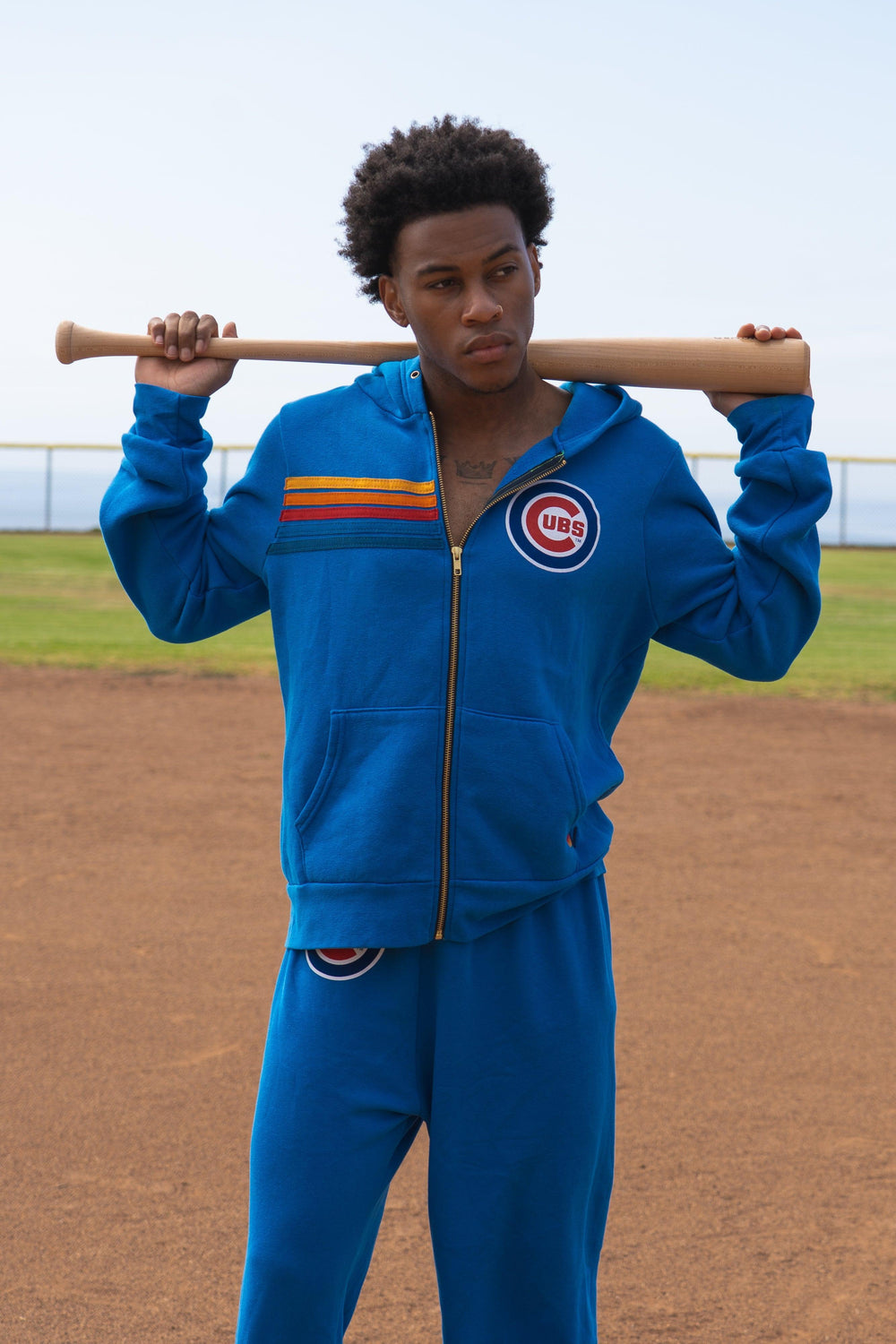 Chicago Cubs Logo Full-Zip Hoodie in Royal Blue by Aviator Nation Sweatshirts & Hoodies Aviator Nation