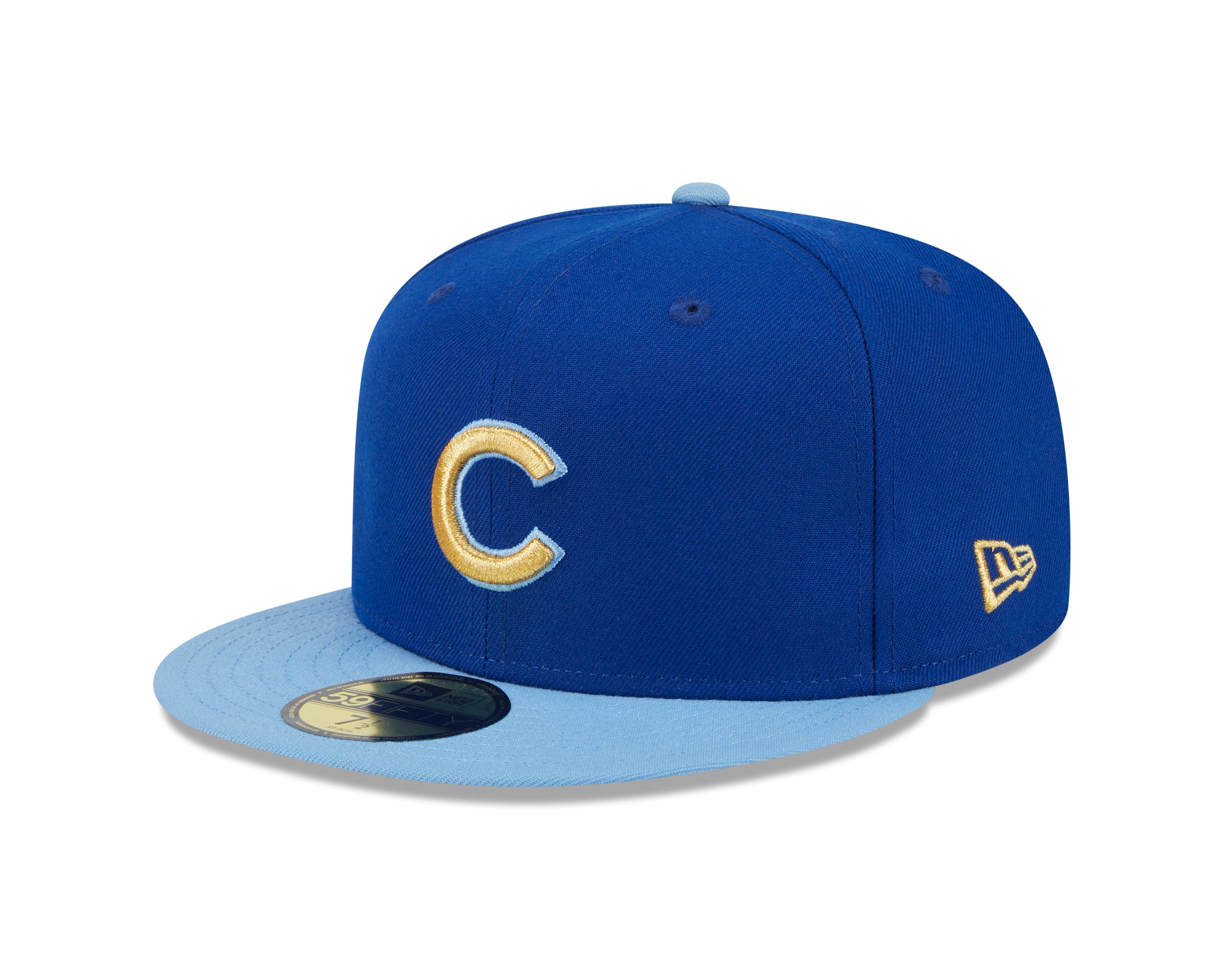 New Era 59Fifty Chicago Cubs online Fitted Hat Size 7 5/8 Gold UV Wrigley Field Patch