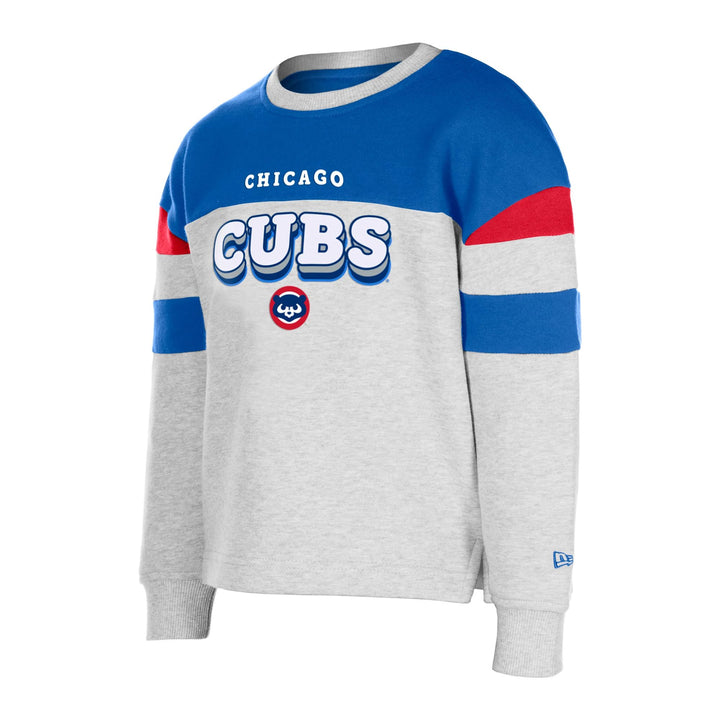 Chicago Cubs New Era Youth 1984 Bear Grey and Royal Blue Crew Neck Sweatshirt Sweatshirts & Hoodies NEW ERA CAP COMPANY INC