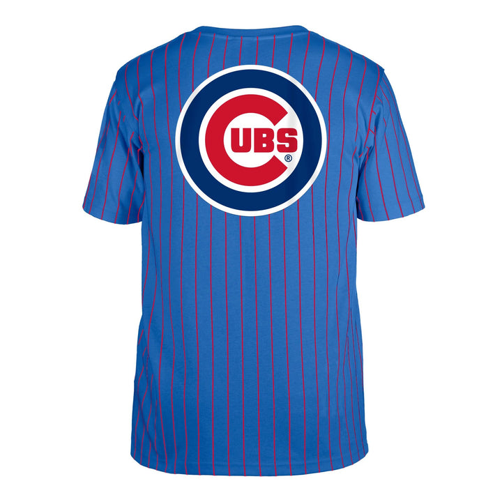 Chicago Cubs New Era Men's Bullseye Logo Pinstripe Royal Blue Tee