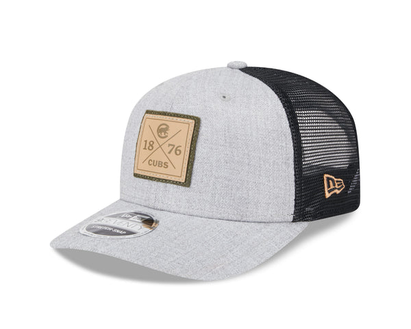 Chicago Cubs New Era Leather Patch Heather Grey 9Seventy Snapback