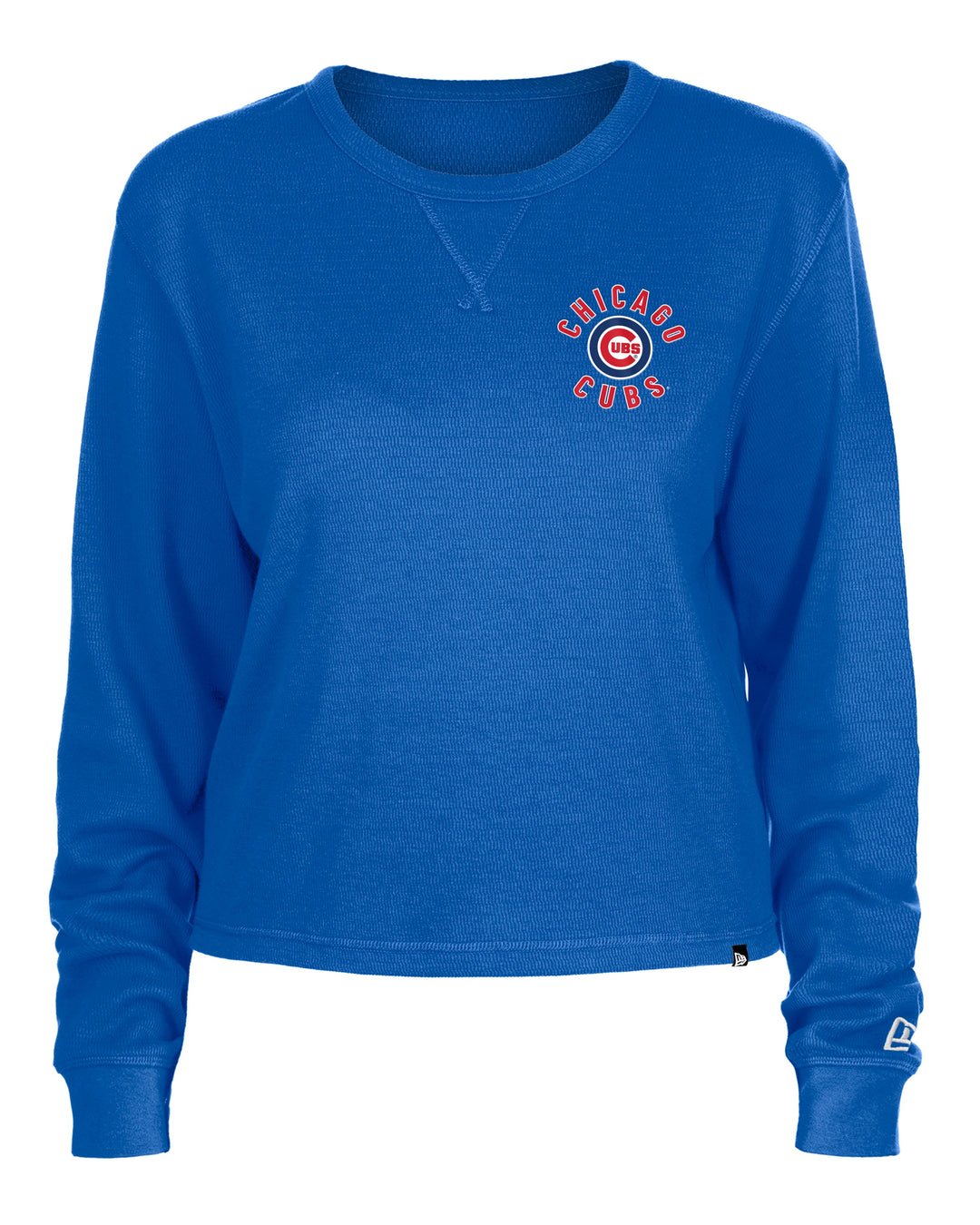 Chicago Cubs Logo Chest Mesh Cropped Long Sleeve Women's Tee by New Era Long Sleeve Tees NEW ERA CAP COMPANY