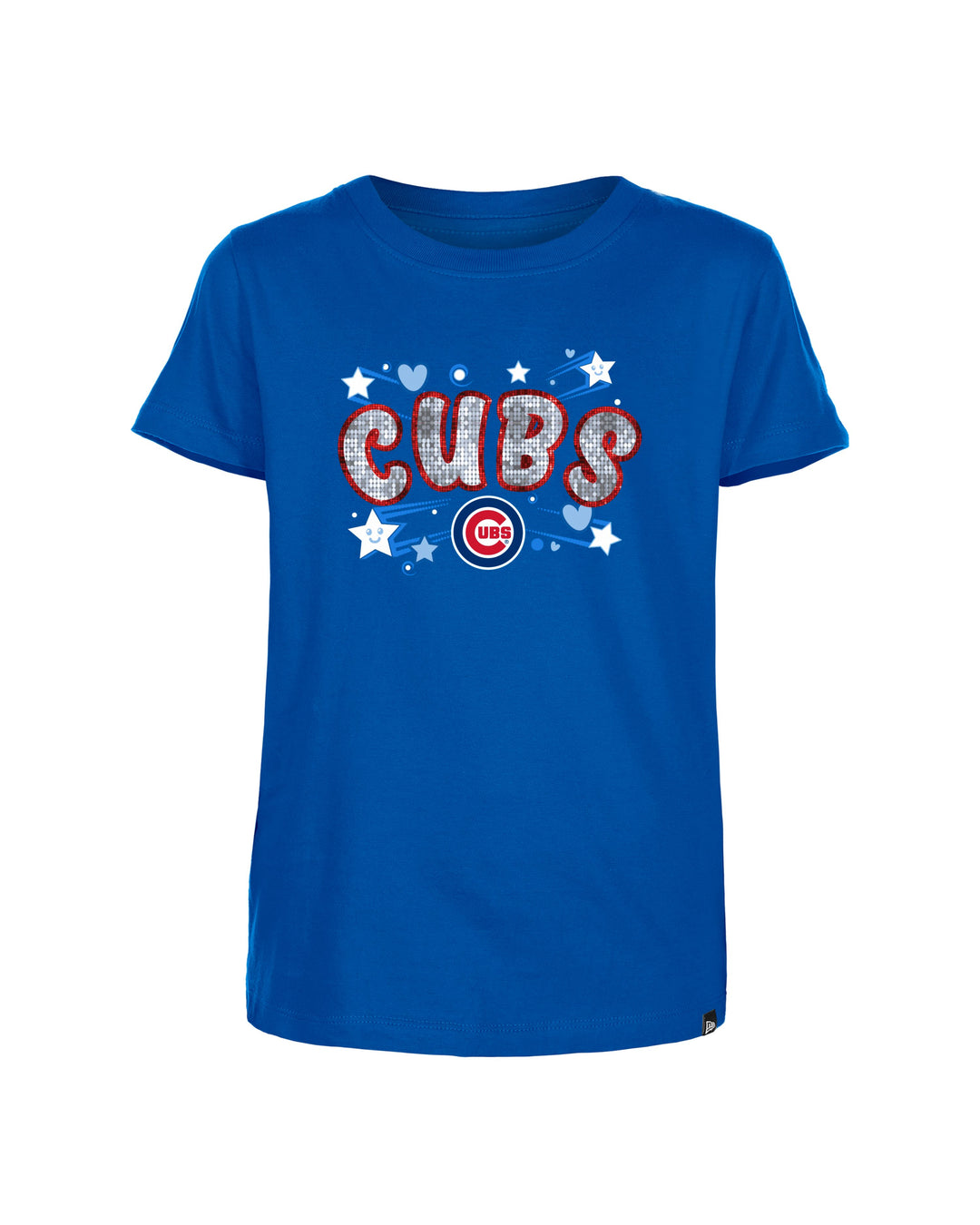 Chicago Cubs Girls Sequin Script Crop Royal Youth Tee by New Era Kids T-Shirt NEW ERA CAP COMPANY