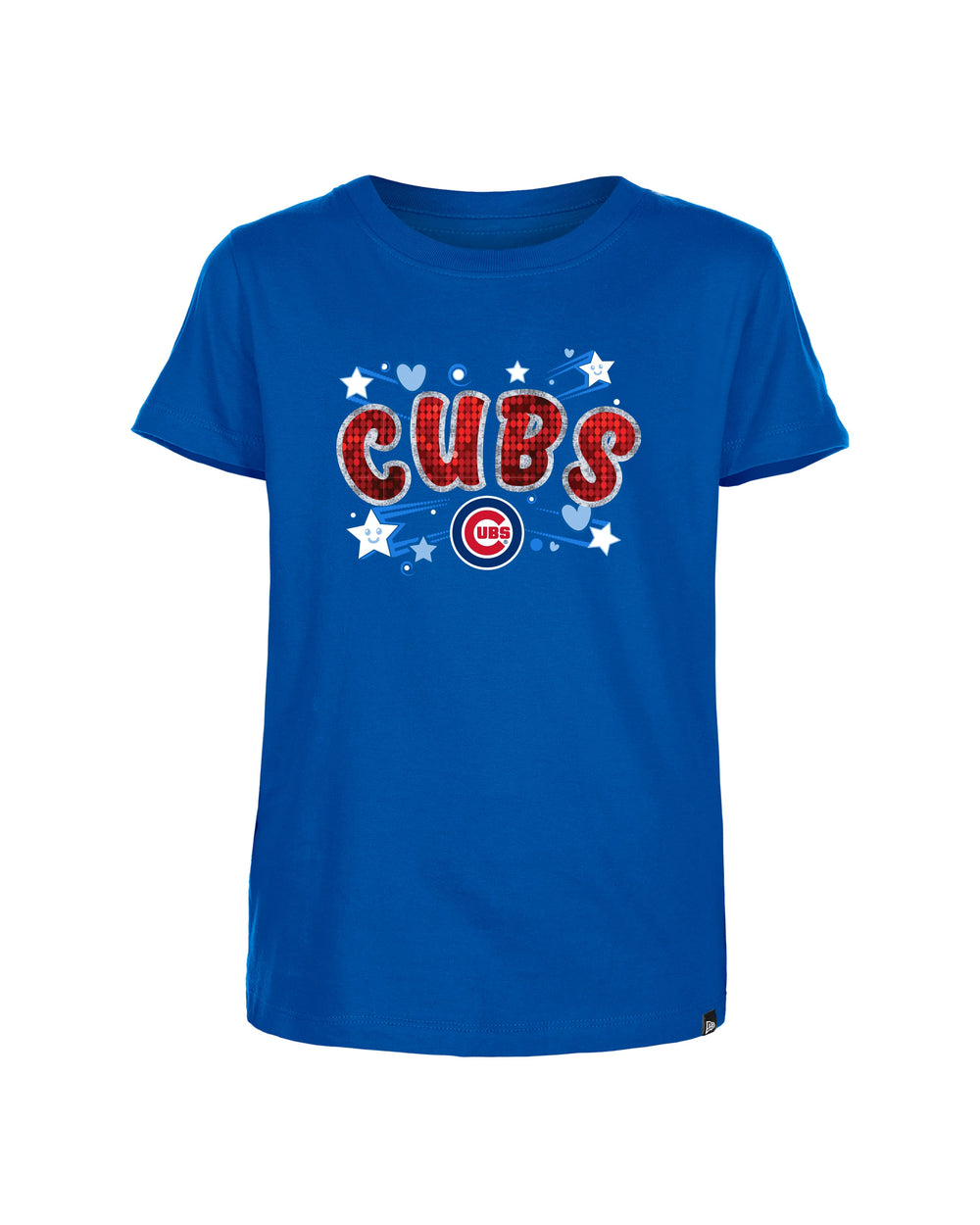 Chicago Cubs Girls Sequin Script Crop Royal Youth Tee by New Era Kids T-Shirt NEW ERA CAP COMPANY