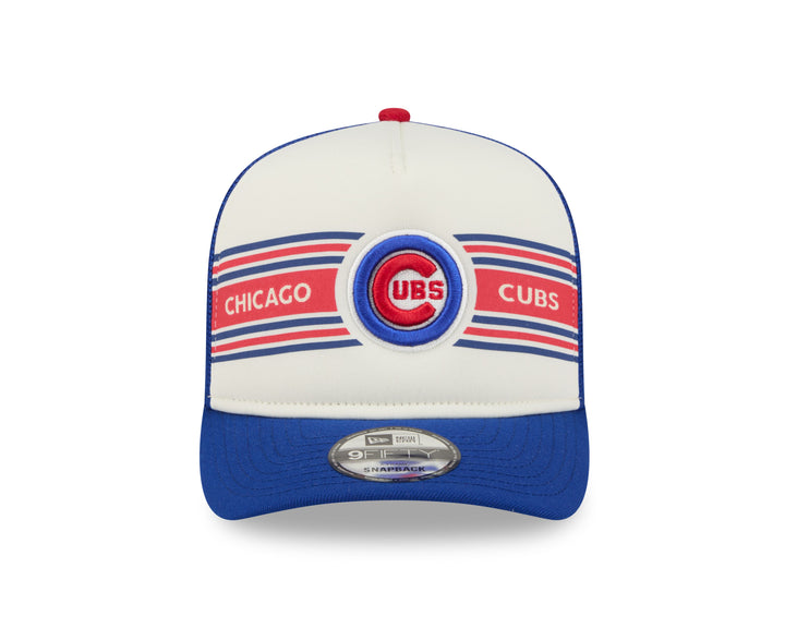 Chicago Cubs Logo Banner 950 Adjustable Cap White Blue by New Era Caps NEW ERA CAP COMPANY
