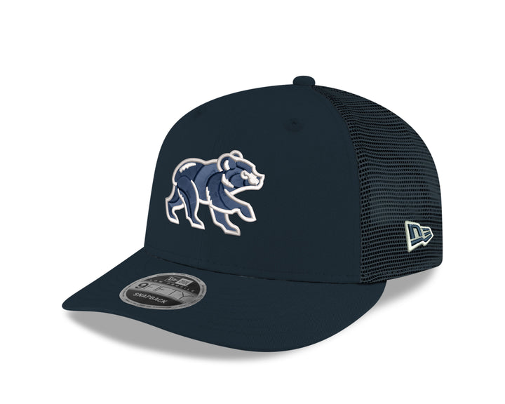 CHICAGO CUBS NEW ERA WALKING BEAR BLACK AND NAVY 950 SNAPBACK CAP Caps NEW ERA CAP COMPANY INC