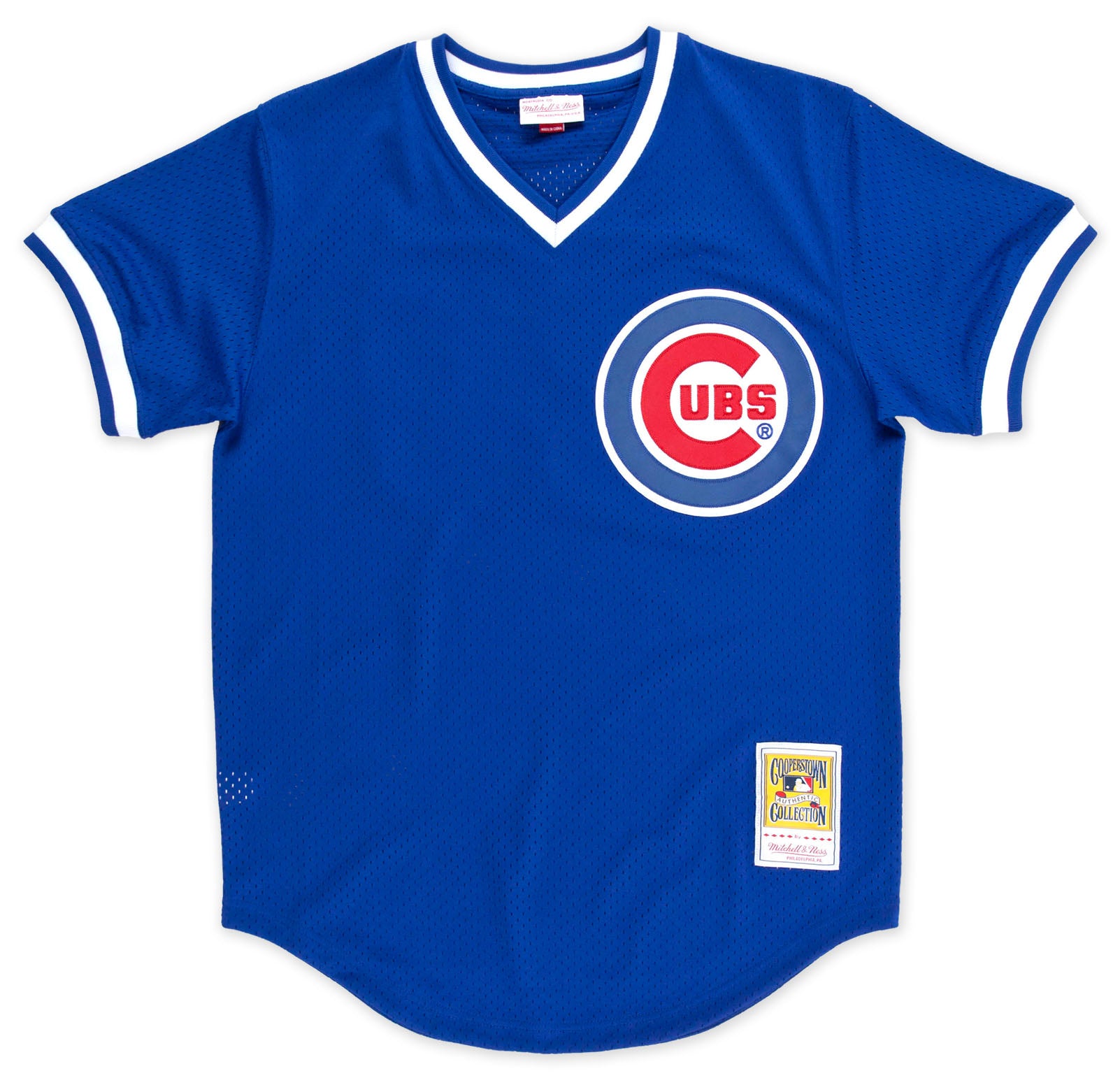 Men's Chicago Cubs Mitchell & Ness Royal Mesh V-Neck Jersey