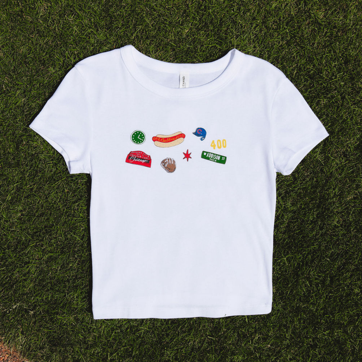 Chicago Cubs x Alice &amp; Wonder Icons Baby Tee — White