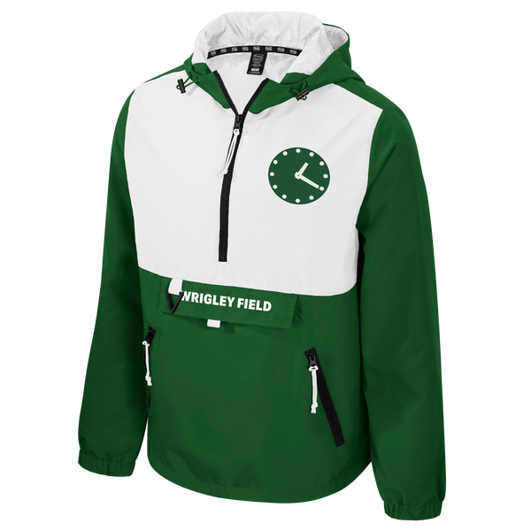 WACKOMARIA ジップアップジャケット ホワイト×グリーン Wrigley Field Scoreboard Clock Challenger Woven Quarter Zip by
