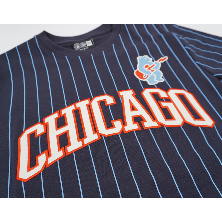 Chicago Cubs Blues Bear Pinstripe Unisex Navy T-Shirt by New Era Short Sleeve Tees NEW ERA CAP COMPANY INC