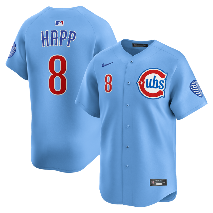 Chicago Cubs Ian Happ Blues Alternate Limited Baby Blue Jersey by Nike