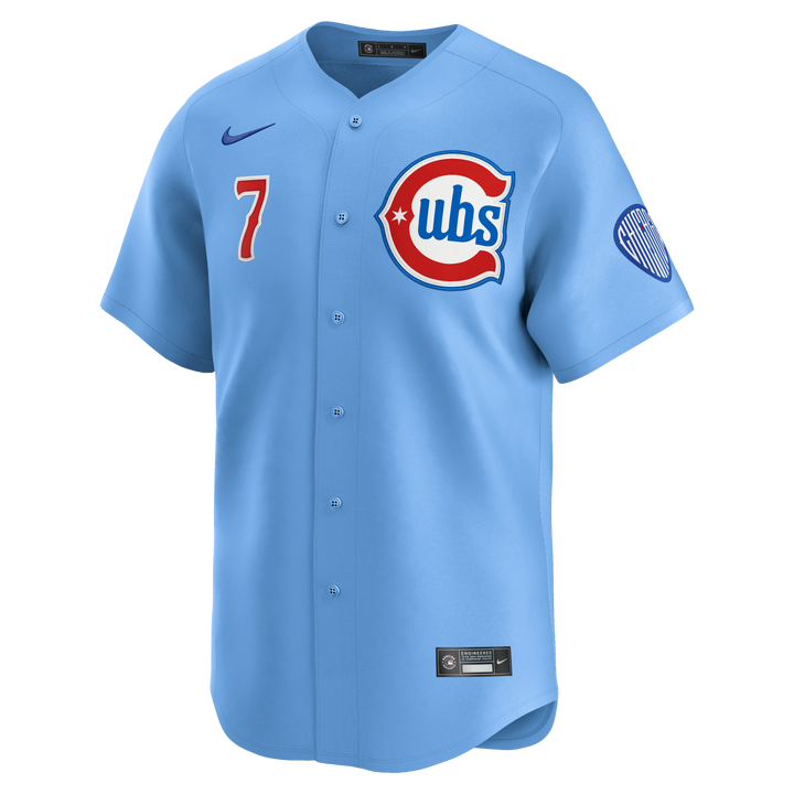 Chicago Cubs Dansby Swanson Blues Alternate Limited Baby Blue Jersey by Nike