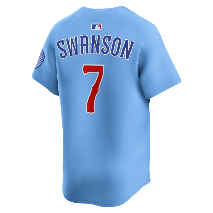 Chicago Cubs Dansby Swanson Blues Alternate Limited Baby Blue Jersey by Nike