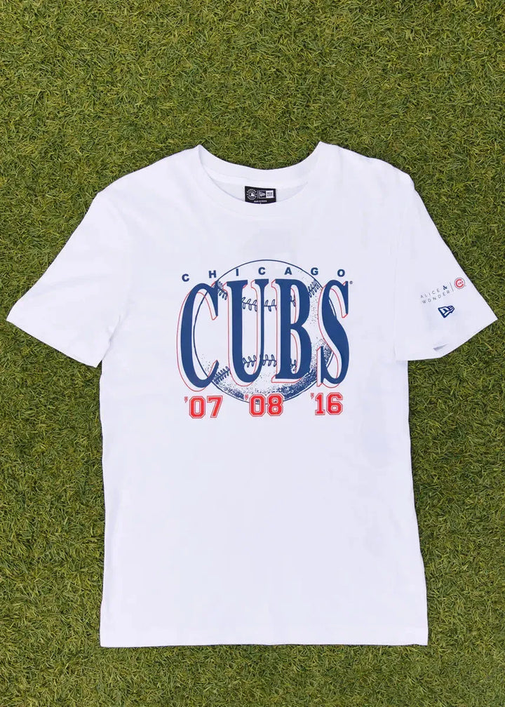 Chicago Cubs X Alice &amp; Wonder Championship Oversized White Tee Short Sleeve Tees Ivy Shop