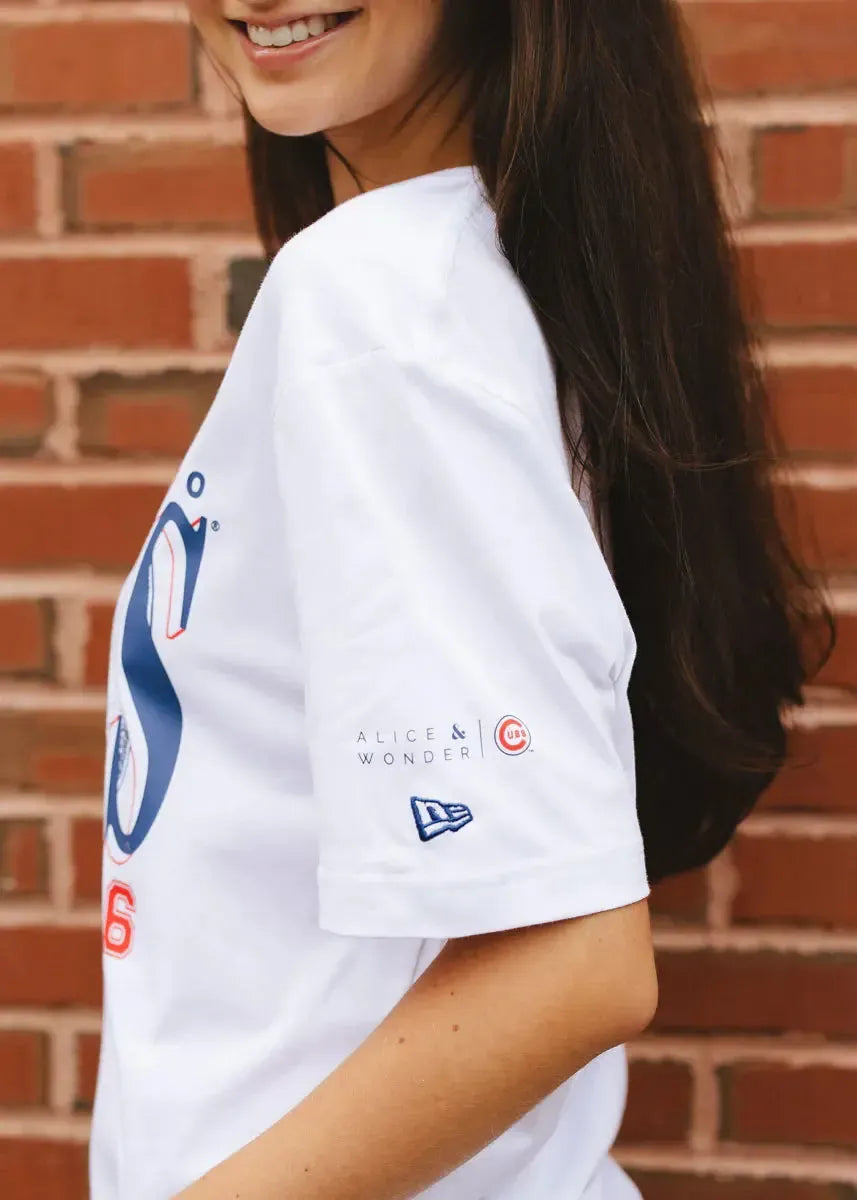 Chicago Cubs X Alice &amp; Wonder Championship Oversized White Tee Short Sleeve Tees Ivy Shop