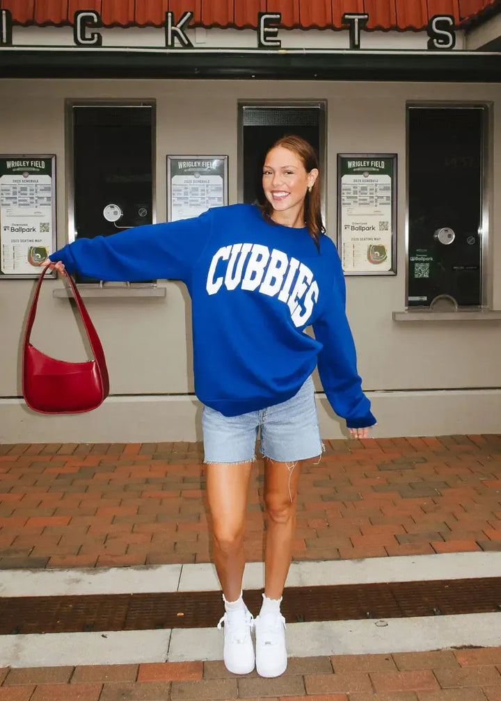 Chicago Cubs X Alice &amp; Wonder Cubbies Puff Royal Blue Sweatshirt Sweatshirts &amp; Hoodies NEW ERA CAP COMPANY