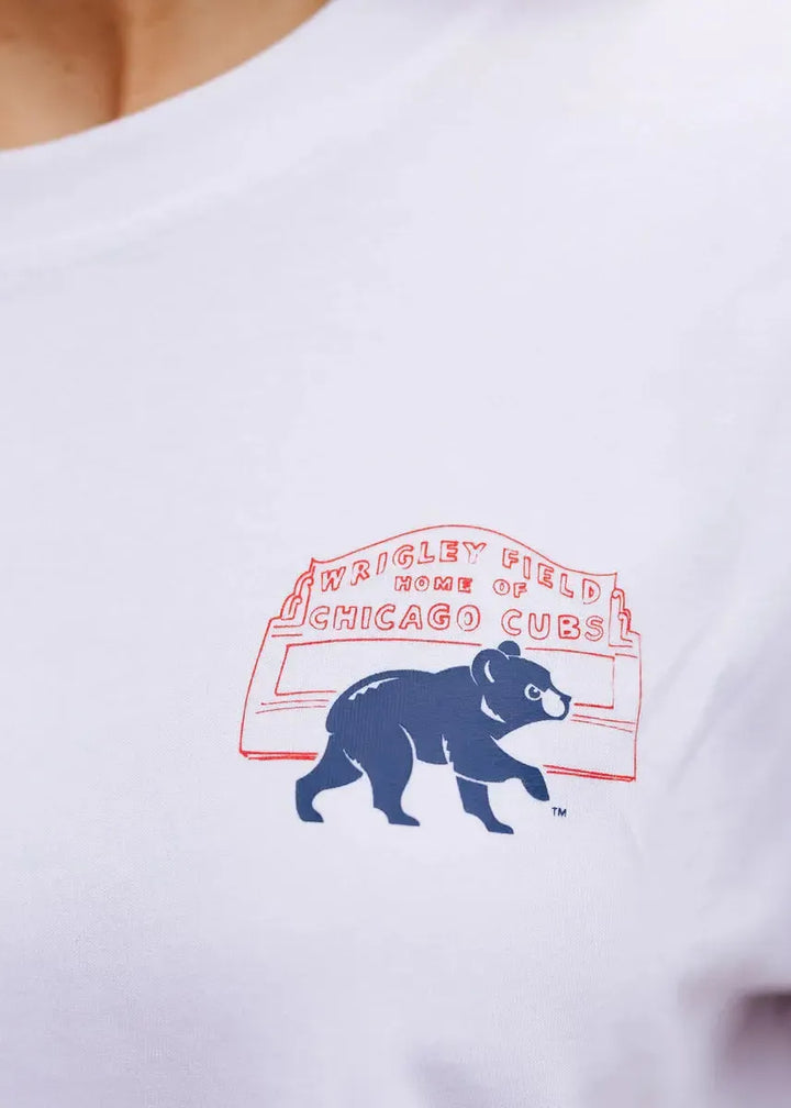 Chicago Cubs X Alice &amp; Wonder Hey Chicago Wrigley White Tee Short Sleeve Tees NEW ERA CAP COMPANY INC