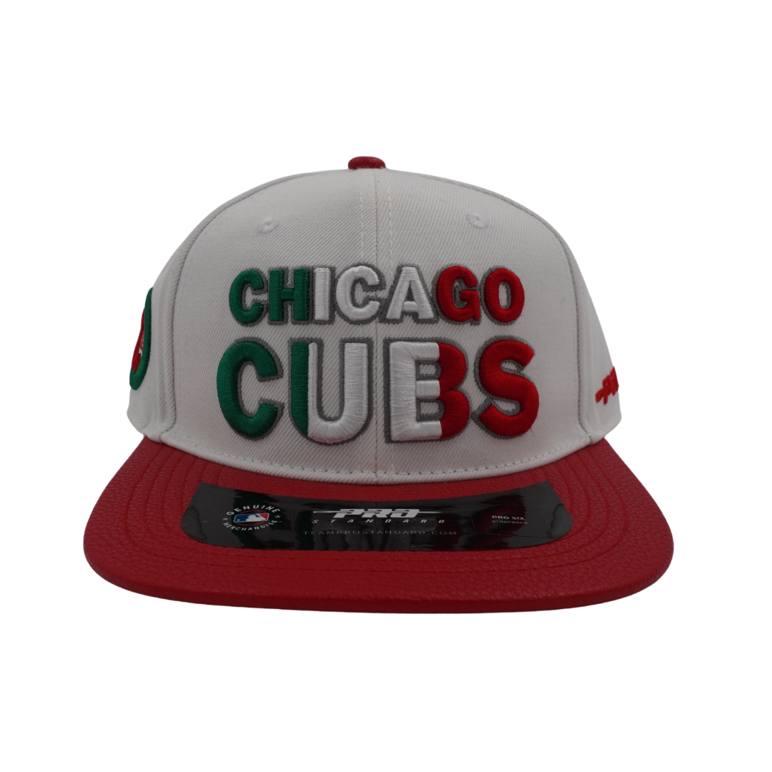 Chicago Cubs Mexico Flag Leather Adjustable Cap by Pro Standard Caps PRO STANDARD
