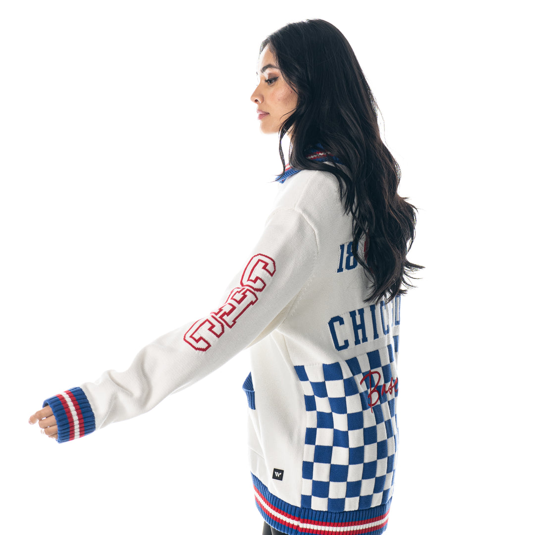 CHICAGO CUBS WILD COLLECTIVE WOMEN'S JACQUARD KNIT SWEATER