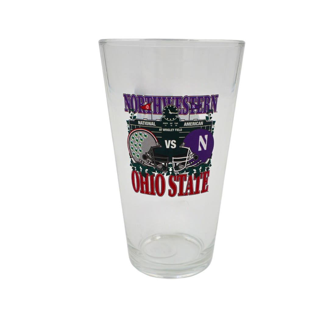 Wrigley Field Northwestern X Ohio State Dueling Helmet Pint Glass Home & Office LOGO CHAIR