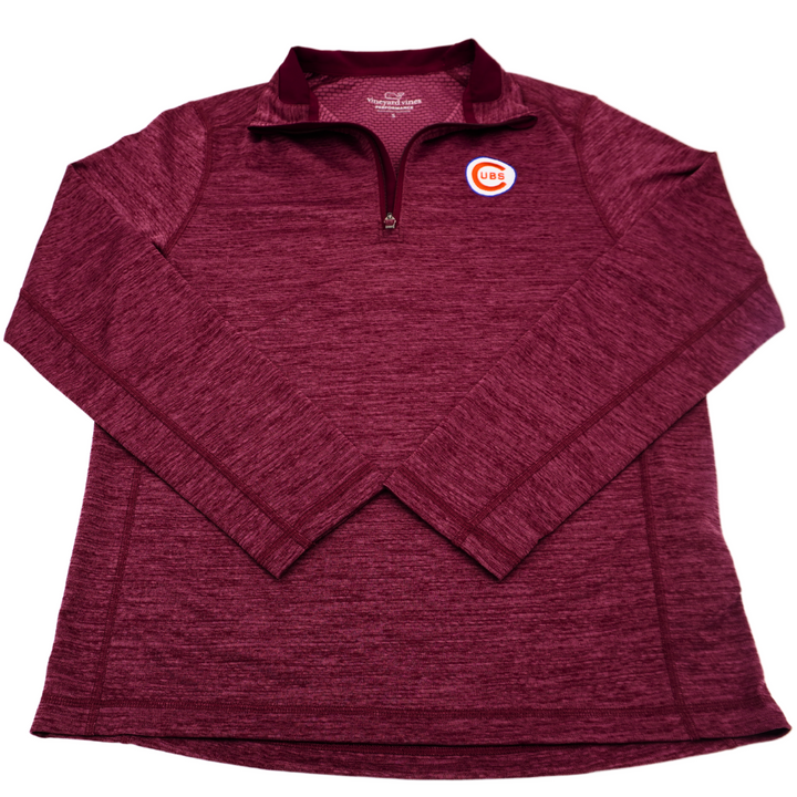 CHICAGO CUBS VINEYARD VINES MEN'S 1969 LOGO MAROON QUARTER ZIP