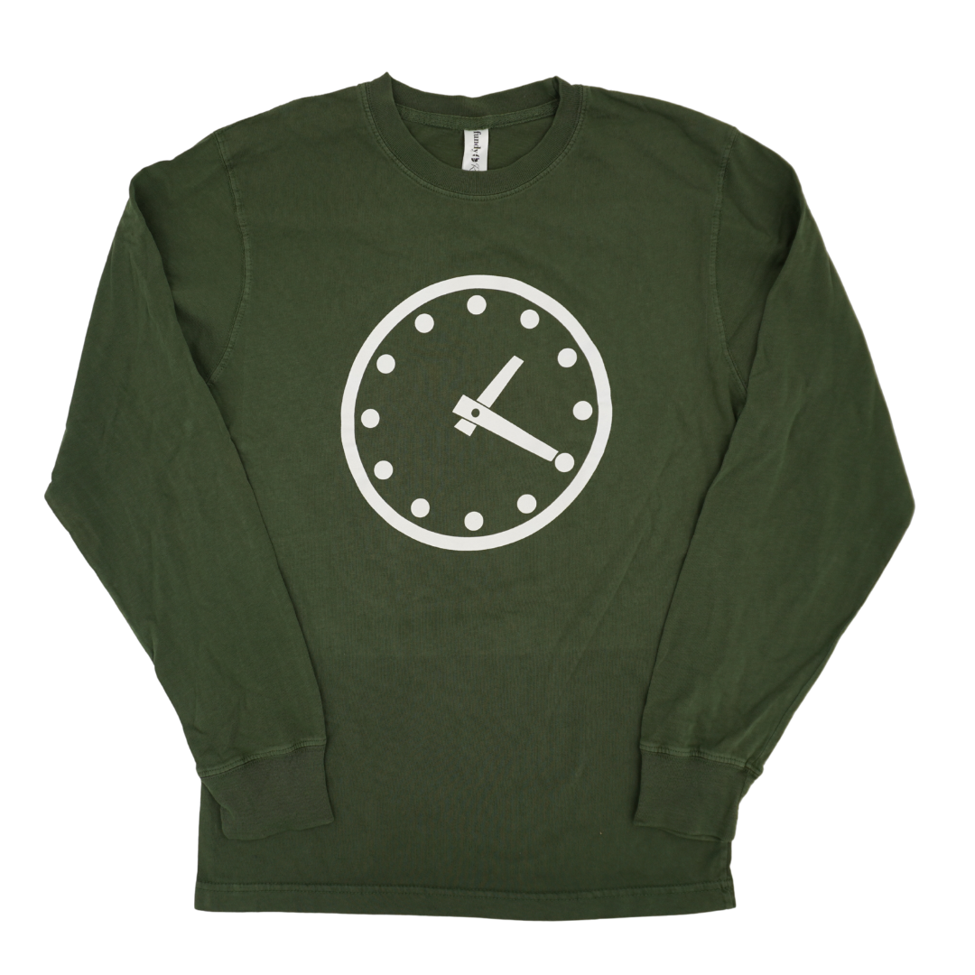 Wrigley Field Clock Long Sleeve T-Shirt - Hemp Green Long Sleeve Tees FUNDY TEXTILE DESIGN LTD